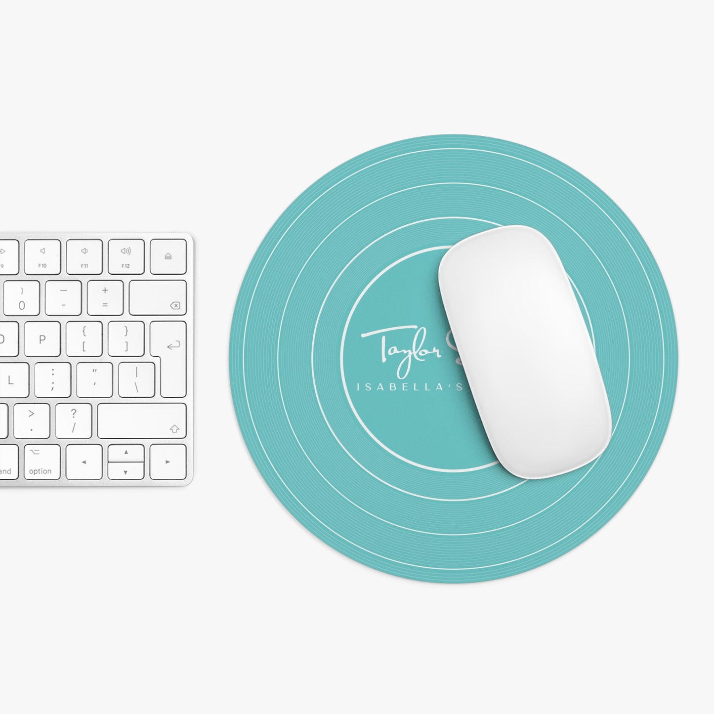 Personalized Mouse Pad, AQUA BLUE Vinyl Record | Custom Version's Name or ERA | Round 8" x 8" | Swiftie Fan Gift Present