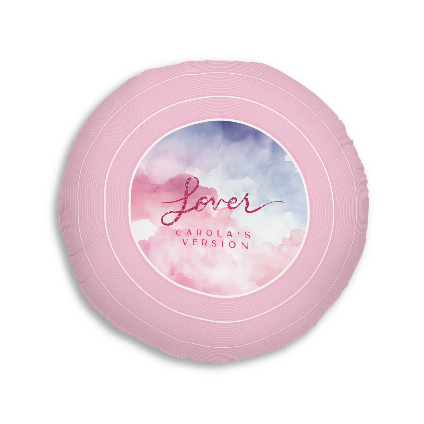 Personalized Tufted Floor Pillow, LOVER Pink and Blue Vinyl Record CUSTOM VERSION Name or Era | 30"x30" & 26"x26" | Swiftie Gift Fan Present