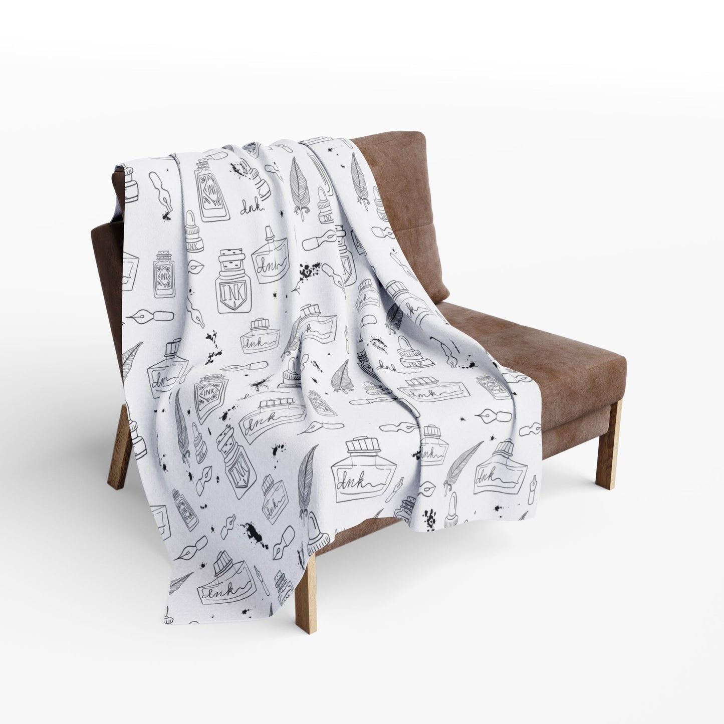 Tortured Poets Inspired Black and White Arctic Fleece Blanket | 30x40", 50x60", 60x80" | Swiftie Gift Fan | ink, pen, feathers, writer