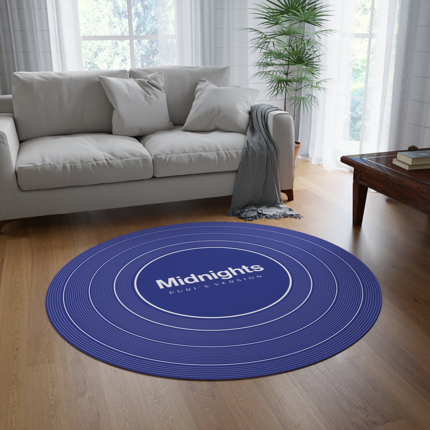 Personalized Round Rug MIDNIGHTS Blue Vinyl Record | CUSTOM VERSION Name and Era | 60" x 60" | Swiftie Gift Fan Present