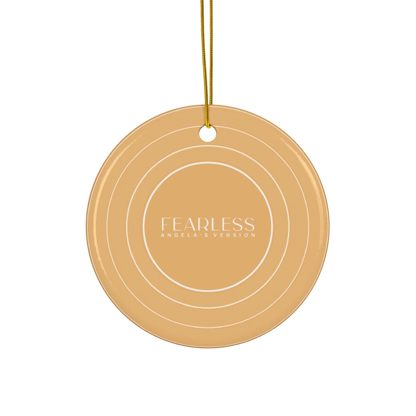 Personalized Ceramic Ornament, FEARLESS Golden Yellow Vinyl Record | CUSTOM VERSION's Name or Era | 4" x 4" | Swiftie Gift Fan Present