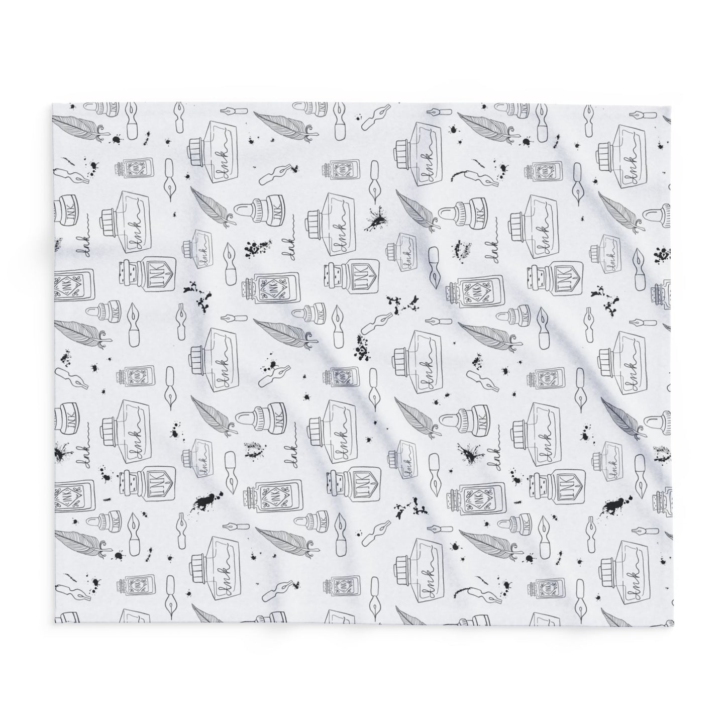 Tortured Poets Inspired Black and White Arctic Fleece Blanket | 30x40", 50x60", 60x80" | Swiftie Gift Fan | ink, pen, feathers, writer
