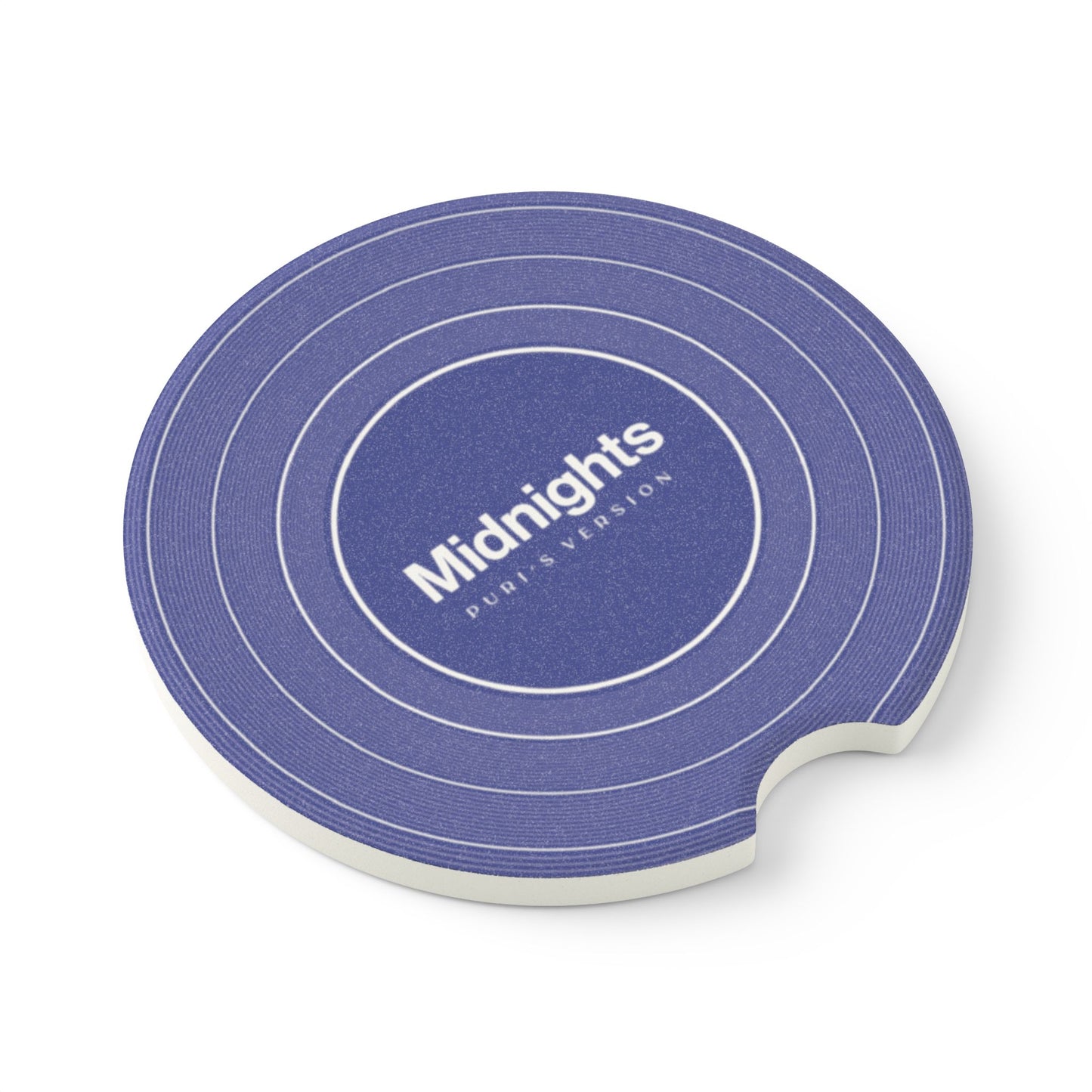 Personalized MIDNIGHTS Blue Vinyl Record Soapstone Car Coaster, CUSTOM VERSION's Name | 2.6" x 2.6" round | Swiftie Fan Gift