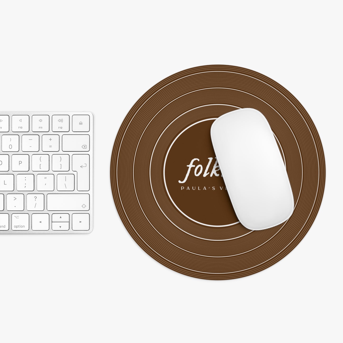 Personalized Mouse Pad, FOLKLORE Brown Vinyl Record | CUSTOM Version's Name or ERA | Round 8" x 8" | Swiftie Fan Gift Present