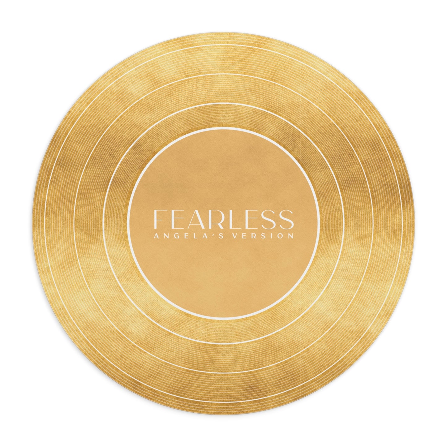 Personalized Mouse Pad, FEARLESS Faux Gold Vinyl Record | CUSTOM Version's Name or ERA | Round 8" x 8" | Swiftie Fan Gift Present