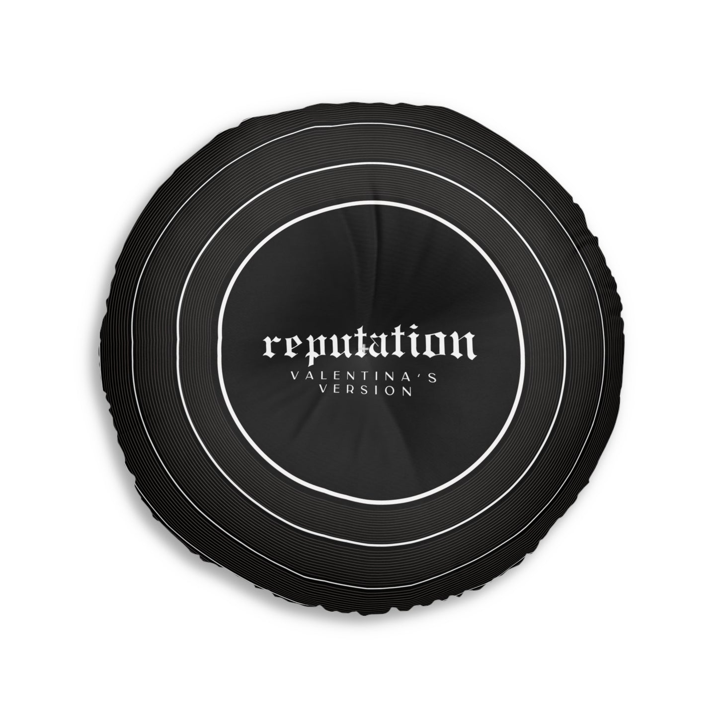 Personalized Tufted Floor Pillow, REPUTATION Black Vinyl Record l CUSTOM Version Name and Era | 30"x30" & 26"x26" | Swiftie Gift Fan