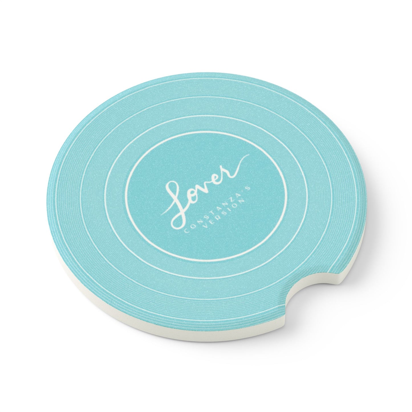Personalized LOVER Blue Vinyl Record Soapstone Car Coaster, CUSTOM VERSION's Name | 2.6" x 2.6" round | Swiftie Fan Gift