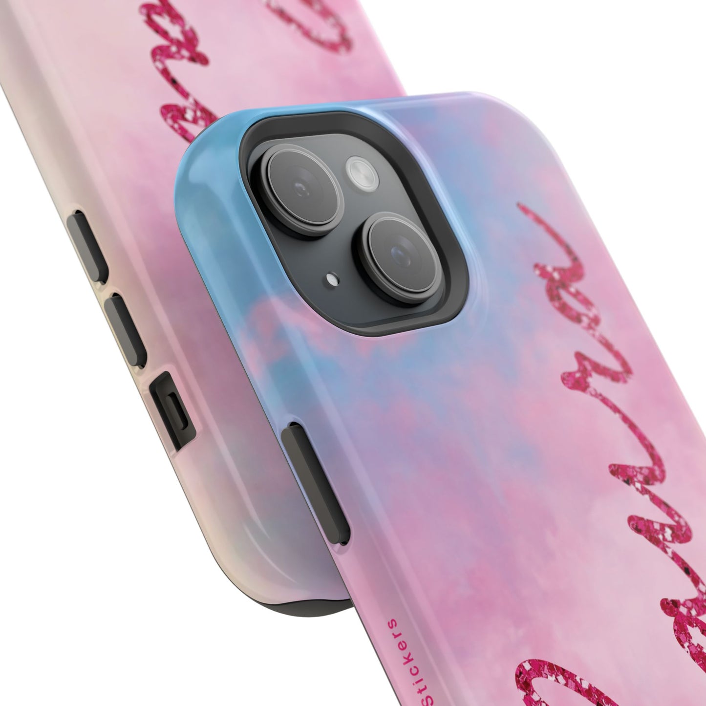 CUSTOM MagSafe Tough Cases | LOVER Faux Pink Glitter Personalized Name | iPhone 15, 14, 13 | Perfect Unique Present Swiftie Fan Gift
