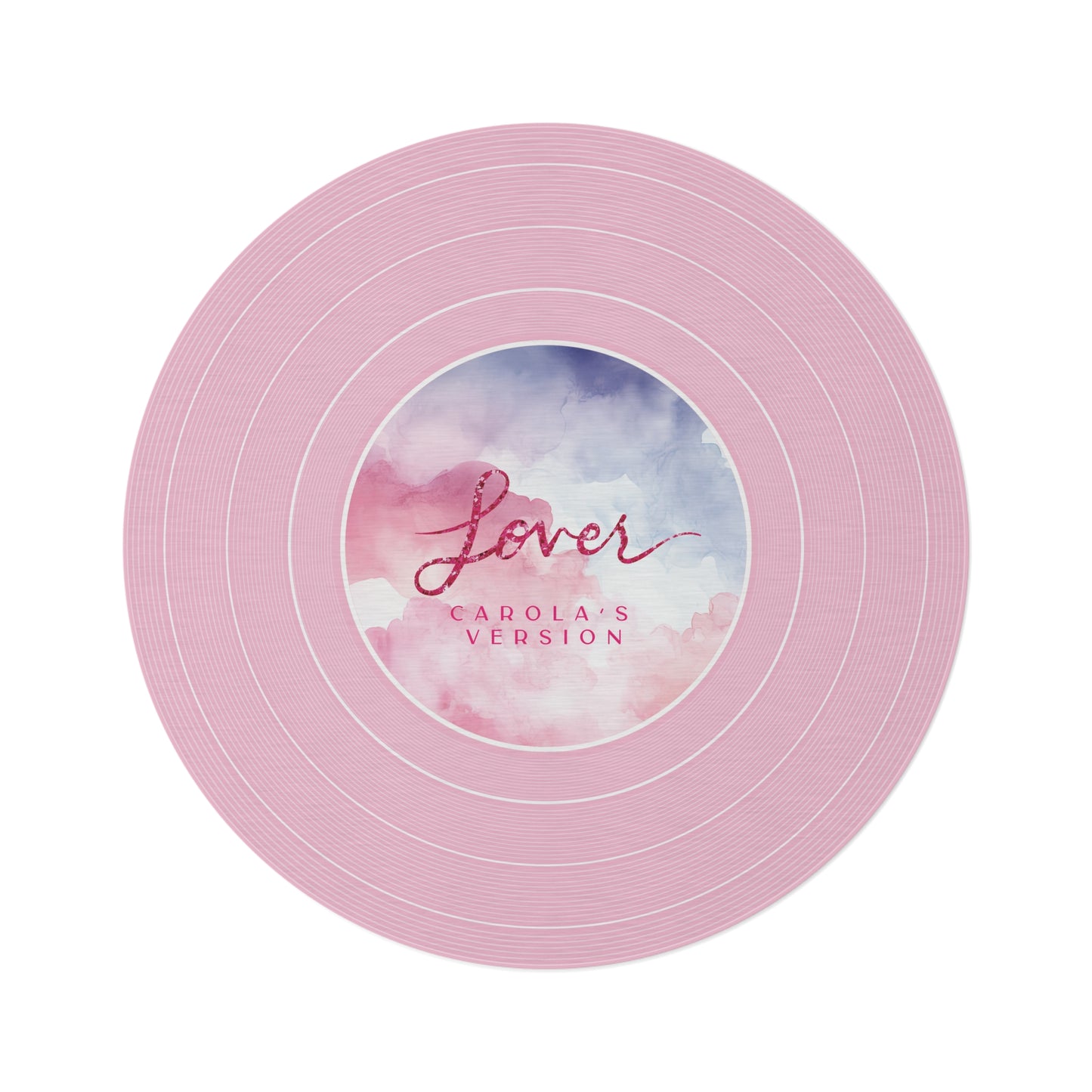 Personalized Round Rug LOVER Pink Clouds Vinyl Record | CUSTOM VERSION Name and Era | 60" x 60" | Swiftie Gift Fan Present