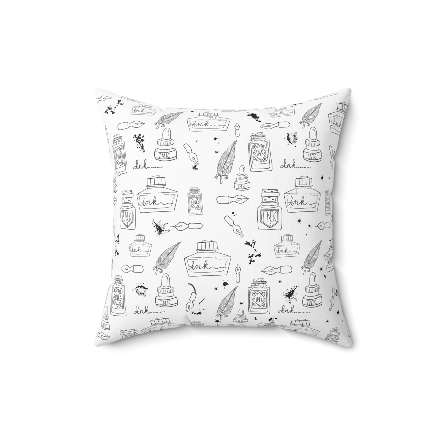 Tortured Poets Inspired Black and White Spun Polyester Square Pillow | 14", 16", 18", 20" inches | Swiftie Gift | ink, pen, feathers, writer