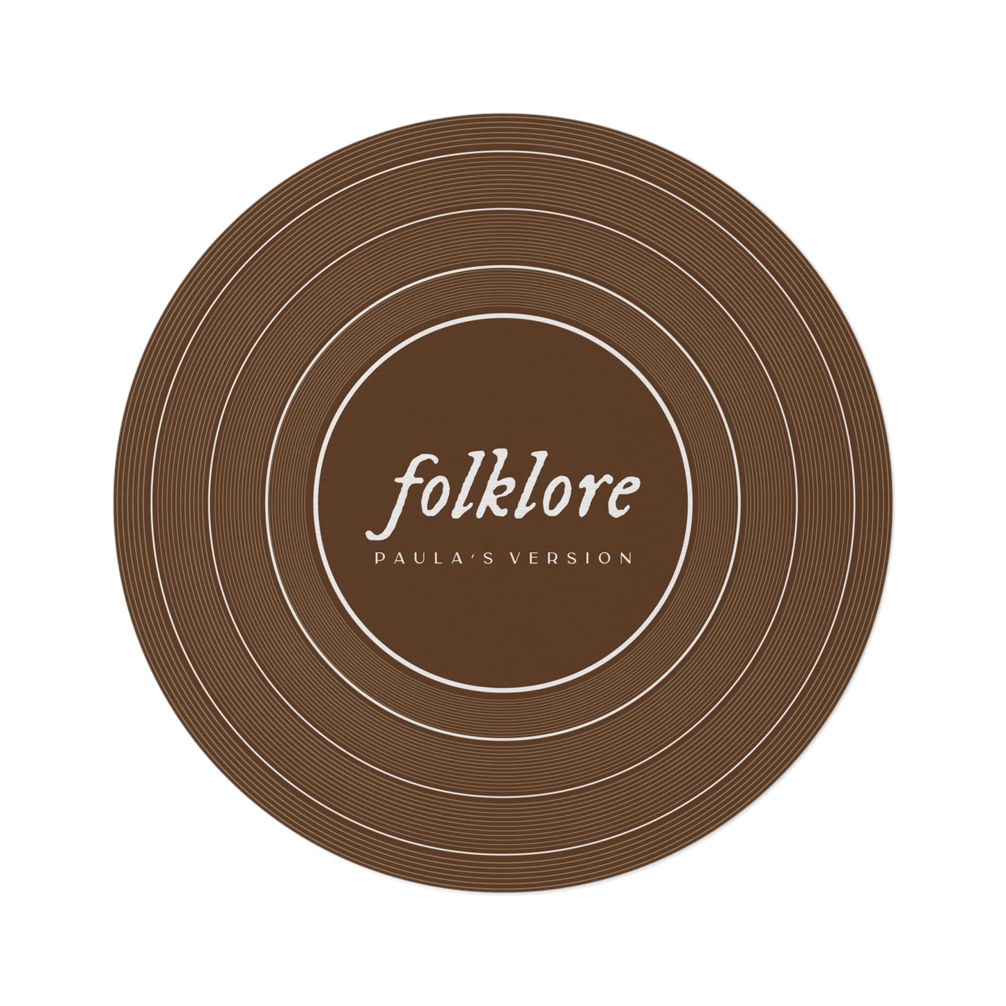 Personalized Round Rug FOLKLORE Brown Vinyl Record | CUSTOM VERSION Name and Era | 60" x 60" | Swiftie Gift Fan Present