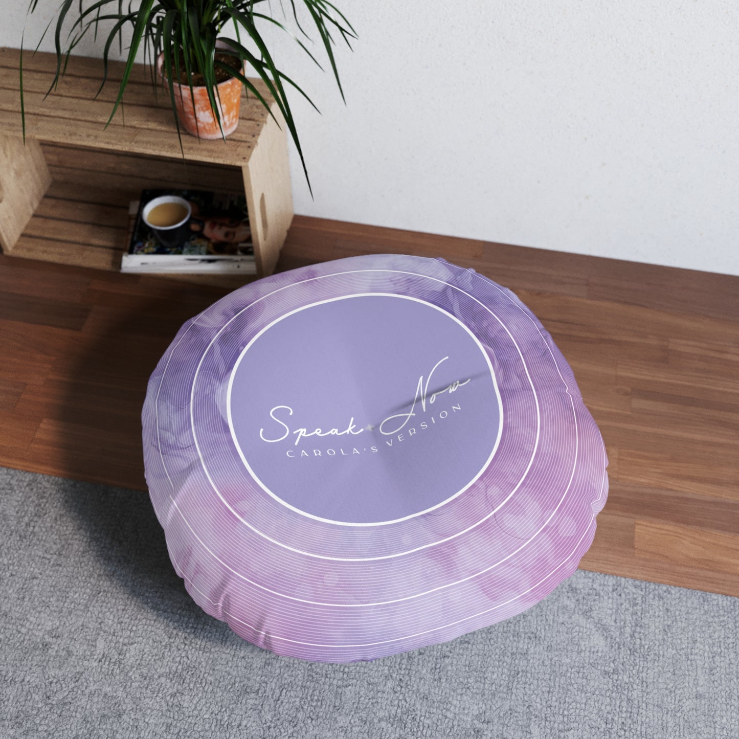 Personalized Tufted Floor Pillow, SPEAK NOW Purple Haze Vinyl Record l CUSTOM Version Name and Era | 30"x30" & 26"x26" | Swiftie Gift Fan