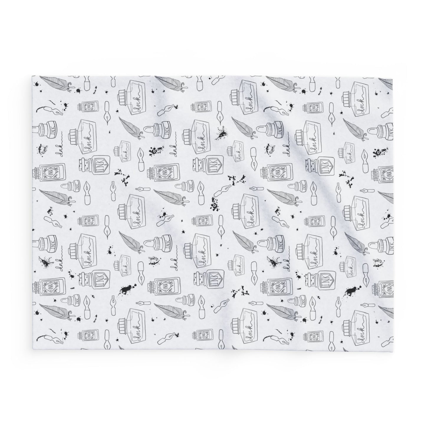 Tortured Poets Inspired Black and White Arctic Fleece Blanket | 30x40", 50x60", 60x80" | Swiftie Gift Fan | ink, pen, feathers, writer