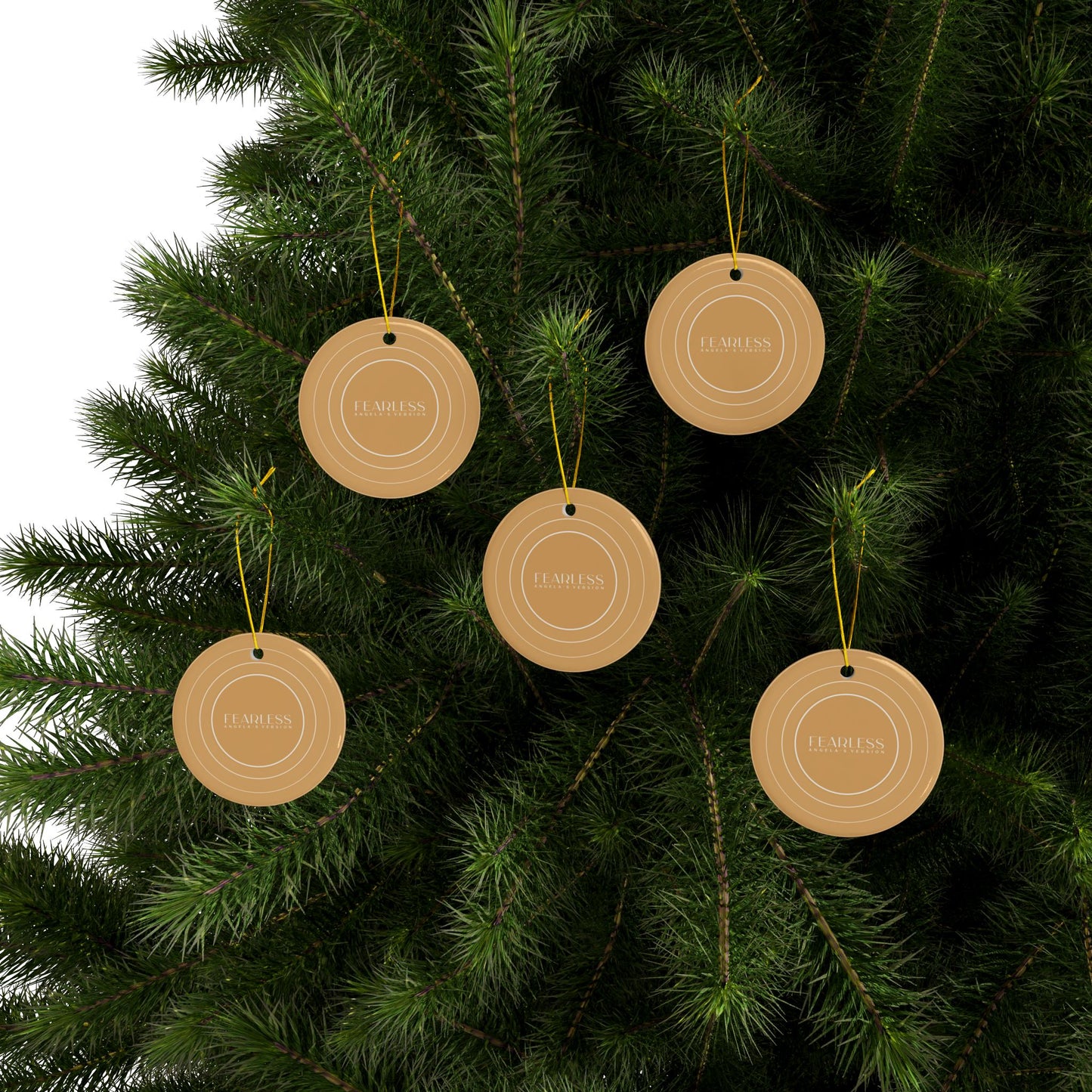 Personalized Ceramic Ornament, FEARLESS Golden Yellow Vinyl Record | CUSTOM VERSION's Name or Era | 4" x 4" | Swiftie Gift Fan Present