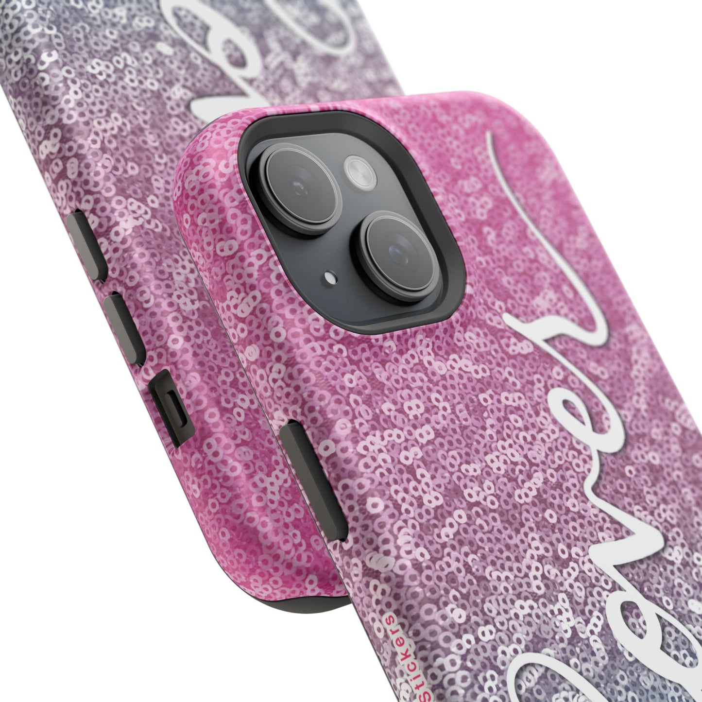 MagSafe Tough Cases | LOVER Pink Blue SEQUIN Glitter | iPhone 15, 14, 13 | Perfect Unique Valentine's Day Gift for Wife, Girlfriend