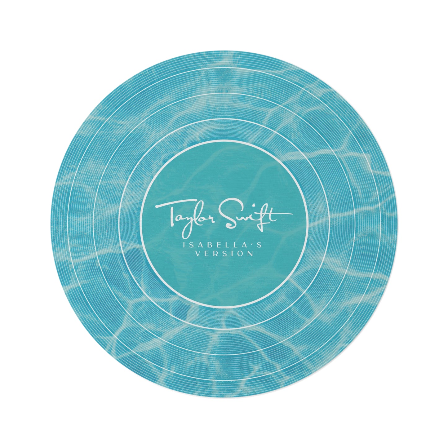 Personalized Round Rug | Pool Water BLUE Vinyl Record | CUSTOM Version, Name and Era | 60" x 60" | Swiftie Gift Fan Present