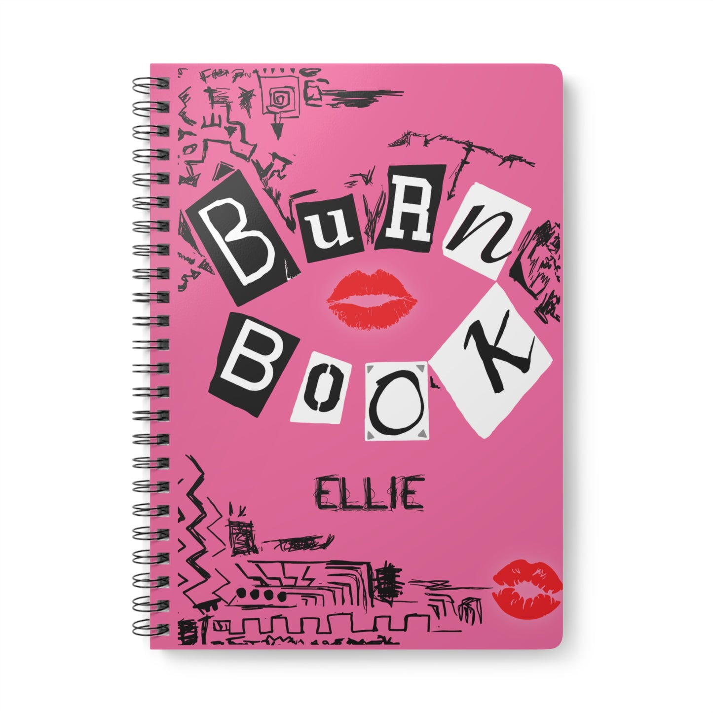 Personalized BURN BOOK Wirebound Spiral Softcover Notebook A5, 150 pages, Regina George - Mean Girls Inspired Cover, UK Shipping Fast