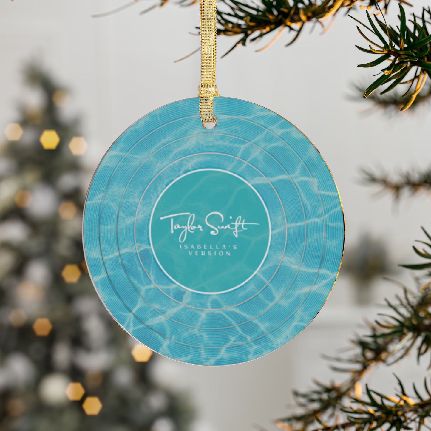 Personalized Acrylic Ornaments | Pool Water BLUE Vinyl Record | CUSTOM Version, Name or Era | 4" x 4" | Swiftie Gift Fan Present