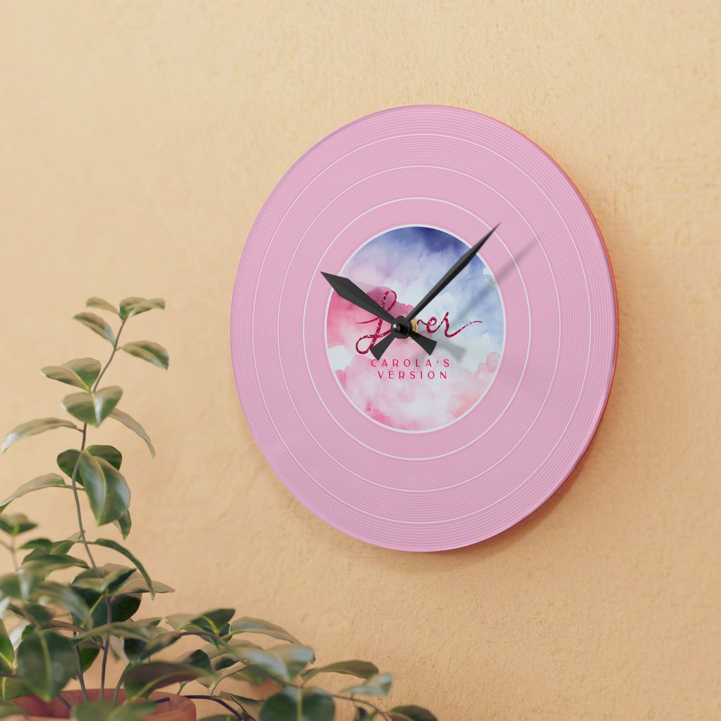 Personalized Acrylic Wall Clock LOVER Pink Clouds Vinyl Record | CUSTOM VERSION Name or Era | 10.75'' or 8'' | Swiftie Gift Fan Present