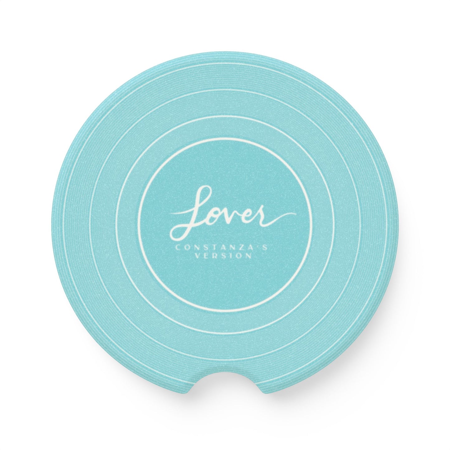 Personalized LOVER Blue Vinyl Record Soapstone Car Coaster, CUSTOM VERSION's Name | 2.6" x 2.6" round | Swiftie Fan Gift