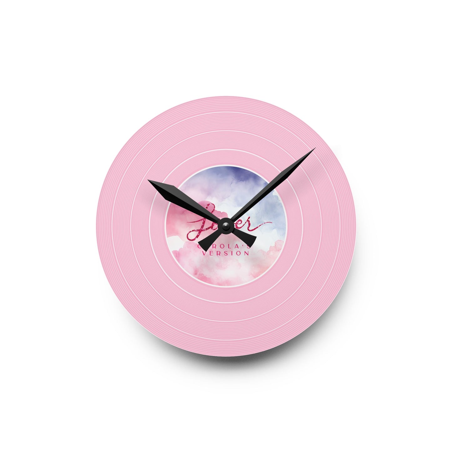 Personalized Acrylic Wall Clock LOVER Pink Clouds Vinyl Record | CUSTOM VERSION Name or Era | 10.75'' or 8'' | Swiftie Gift Fan Present