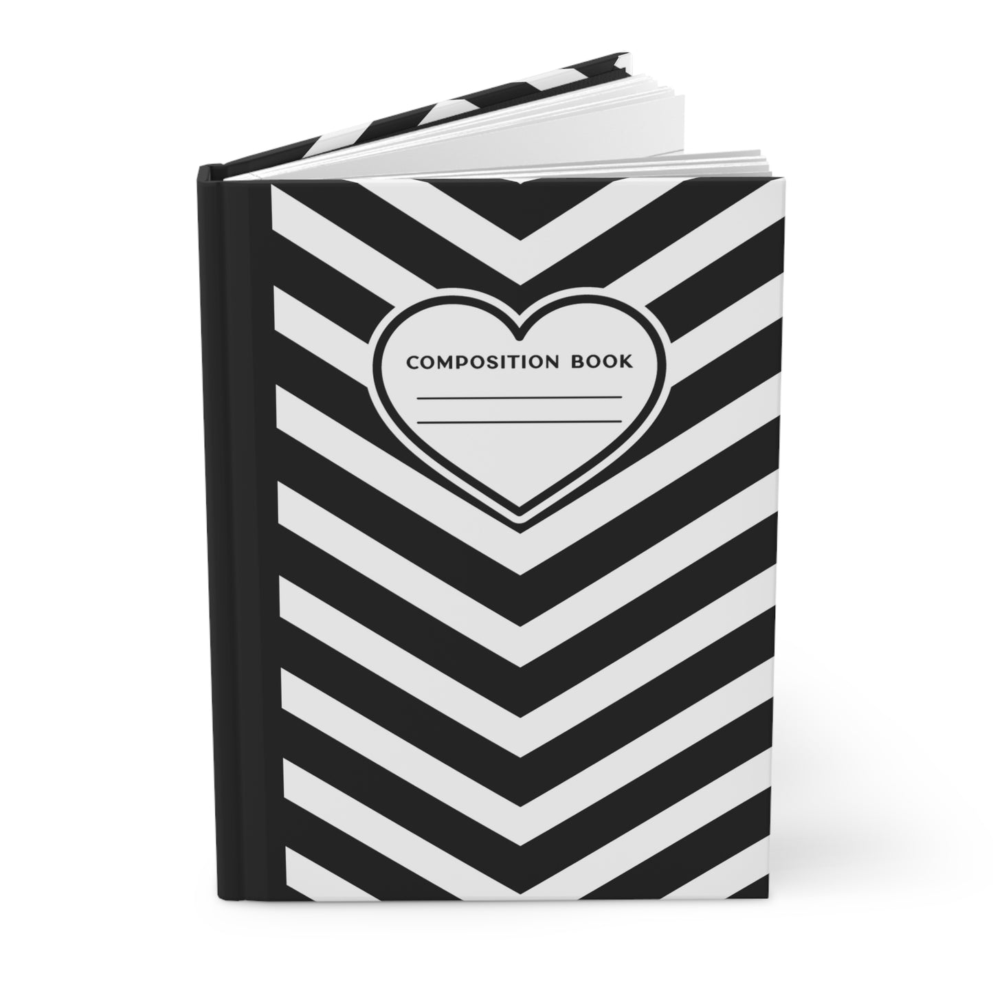 Hardcover 5.75"x8" Black Herringbone Journal Matte, 150 lined pages, BARBIE inspired Composition Book, Unique Valentine's Day Gift for Kids