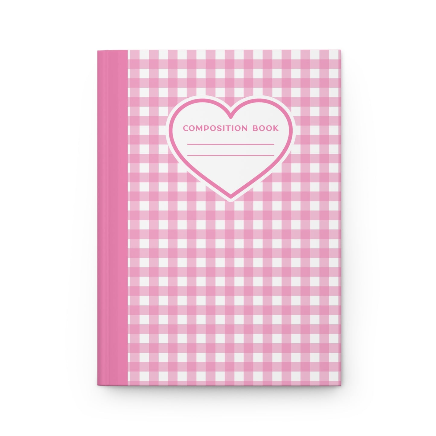 Hardcover 5.75"x8" Pink Plaid Heart Journal Matte, 150 lined pages, BARBIE inspired Composition Book, Unique Valentine's Day Gift for Kids