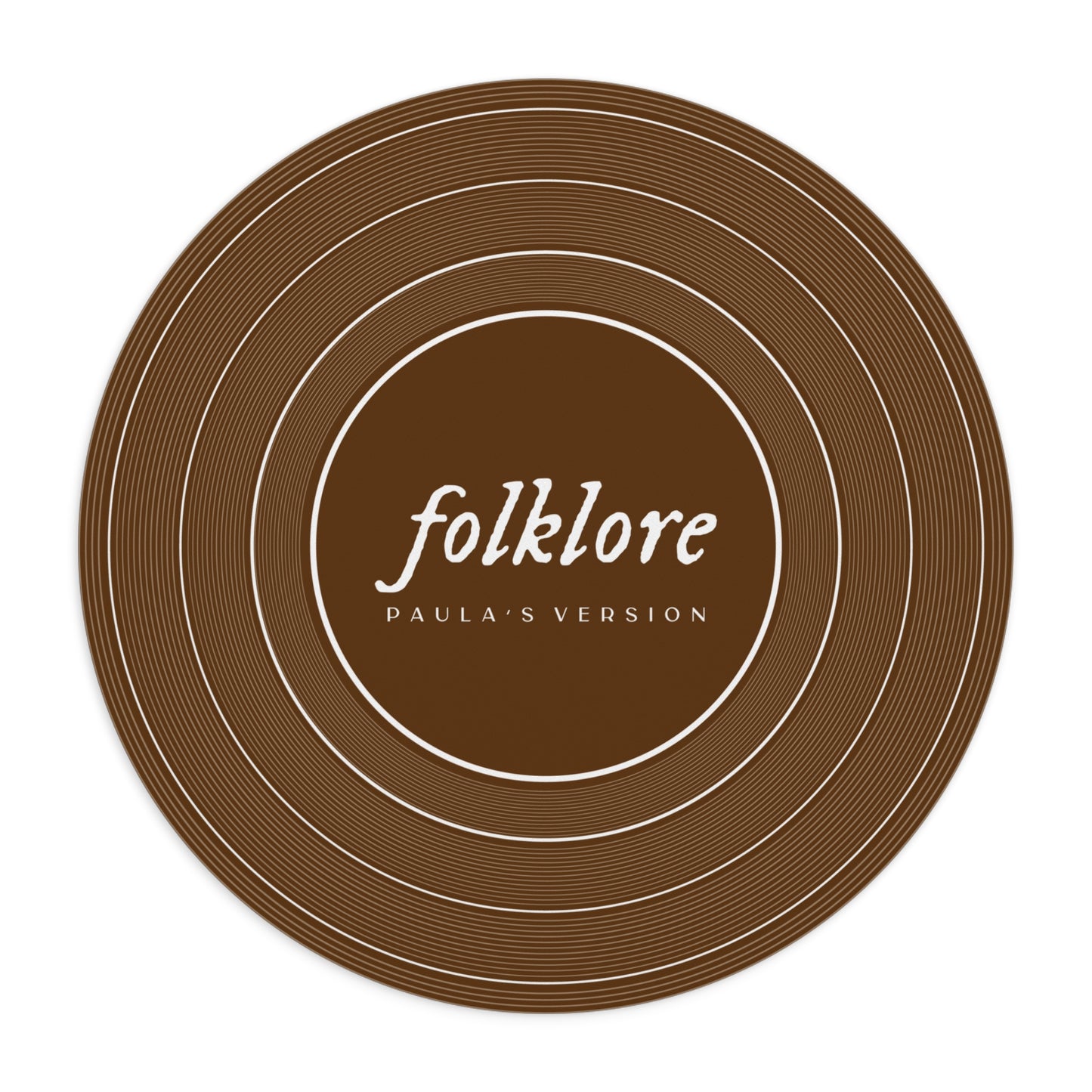 Personalized Mouse Pad, FOLKLORE Brown Vinyl Record | CUSTOM Version's Name or ERA | Round 8" x 8" | Swiftie Fan Gift Present