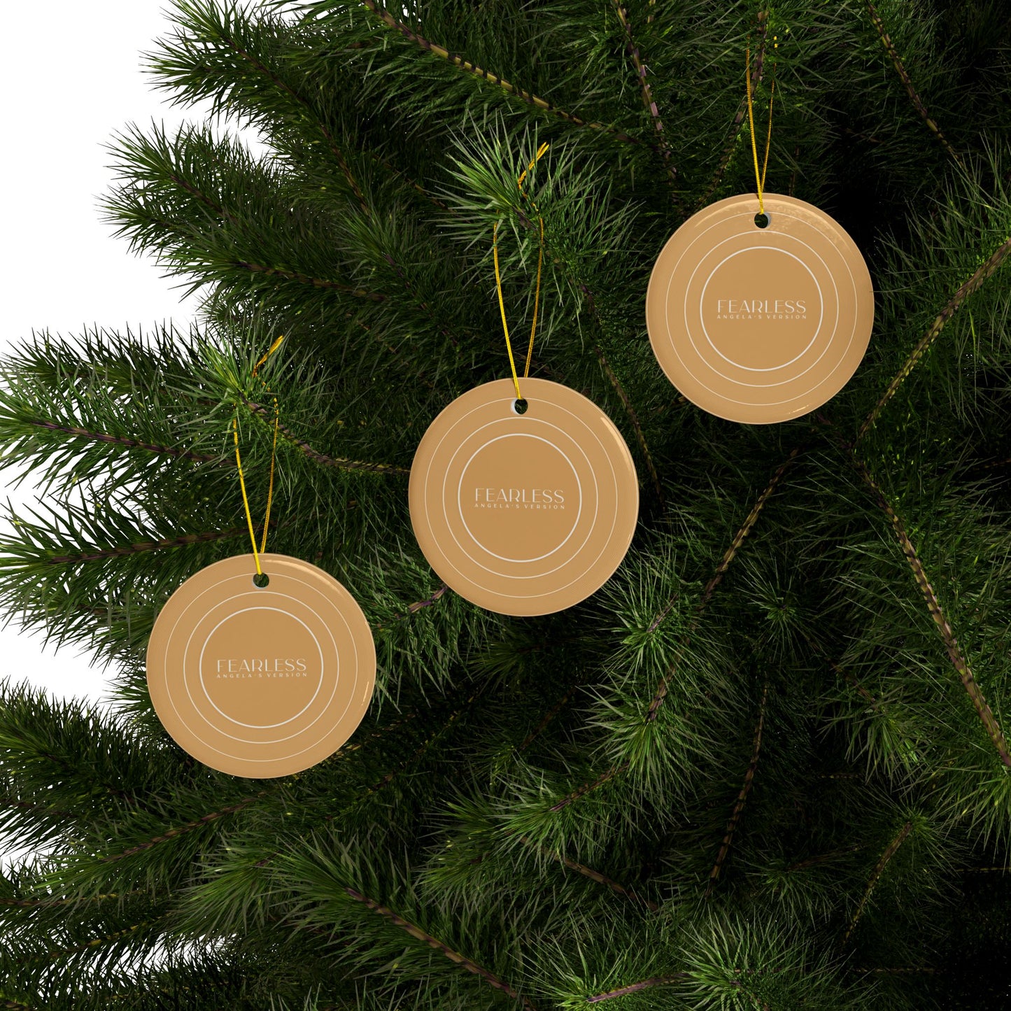 Personalized Ceramic Ornament, FEARLESS Golden Yellow Vinyl Record | CUSTOM VERSION's Name or Era | 4" x 4" | Swiftie Gift Fan Present