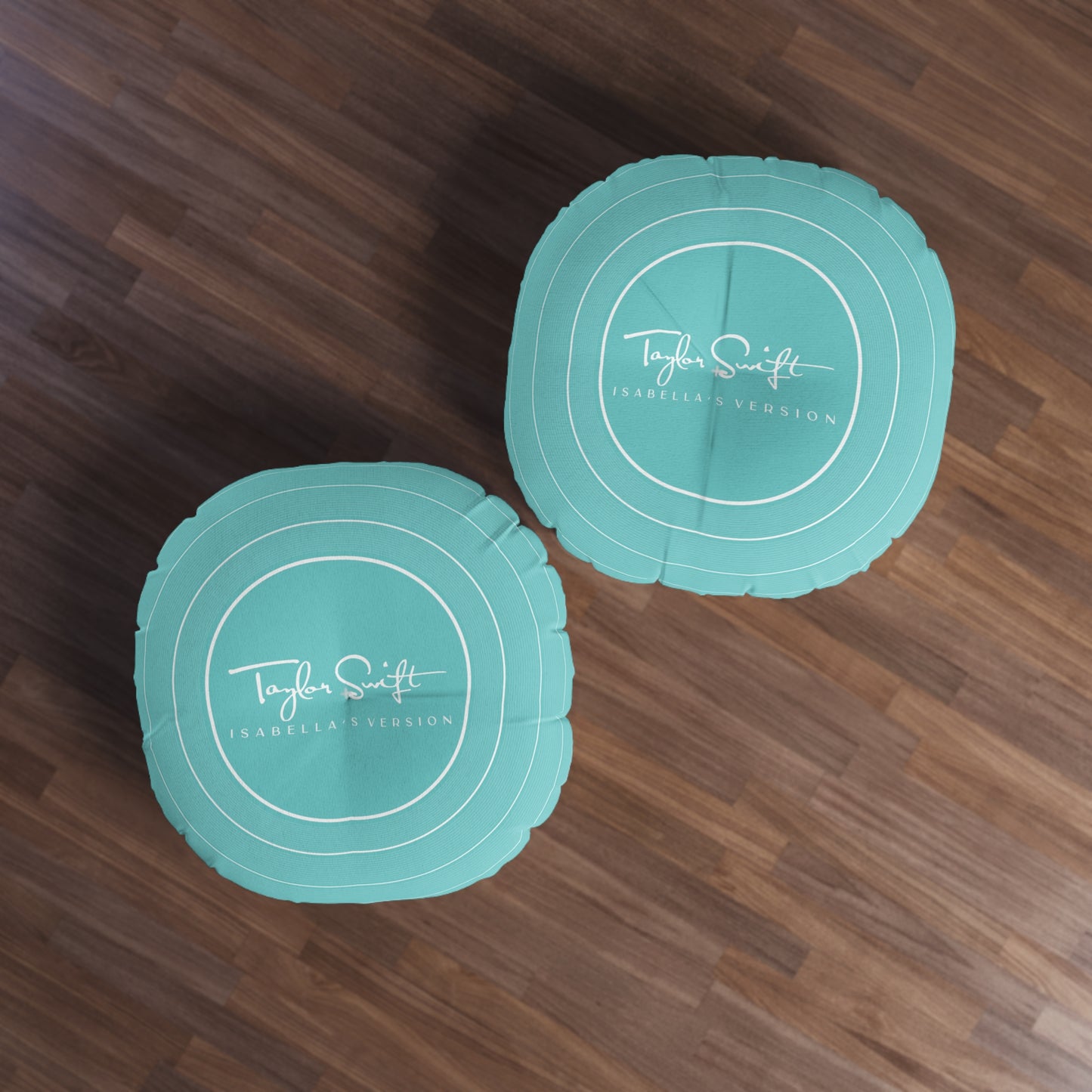 Personalized Tufted Floor Pillow, AQUA BLUE Vinyl Record l CUSTOM Version Name and Era | 30"x30" & 26"x26" | Swiftie Gift Fan