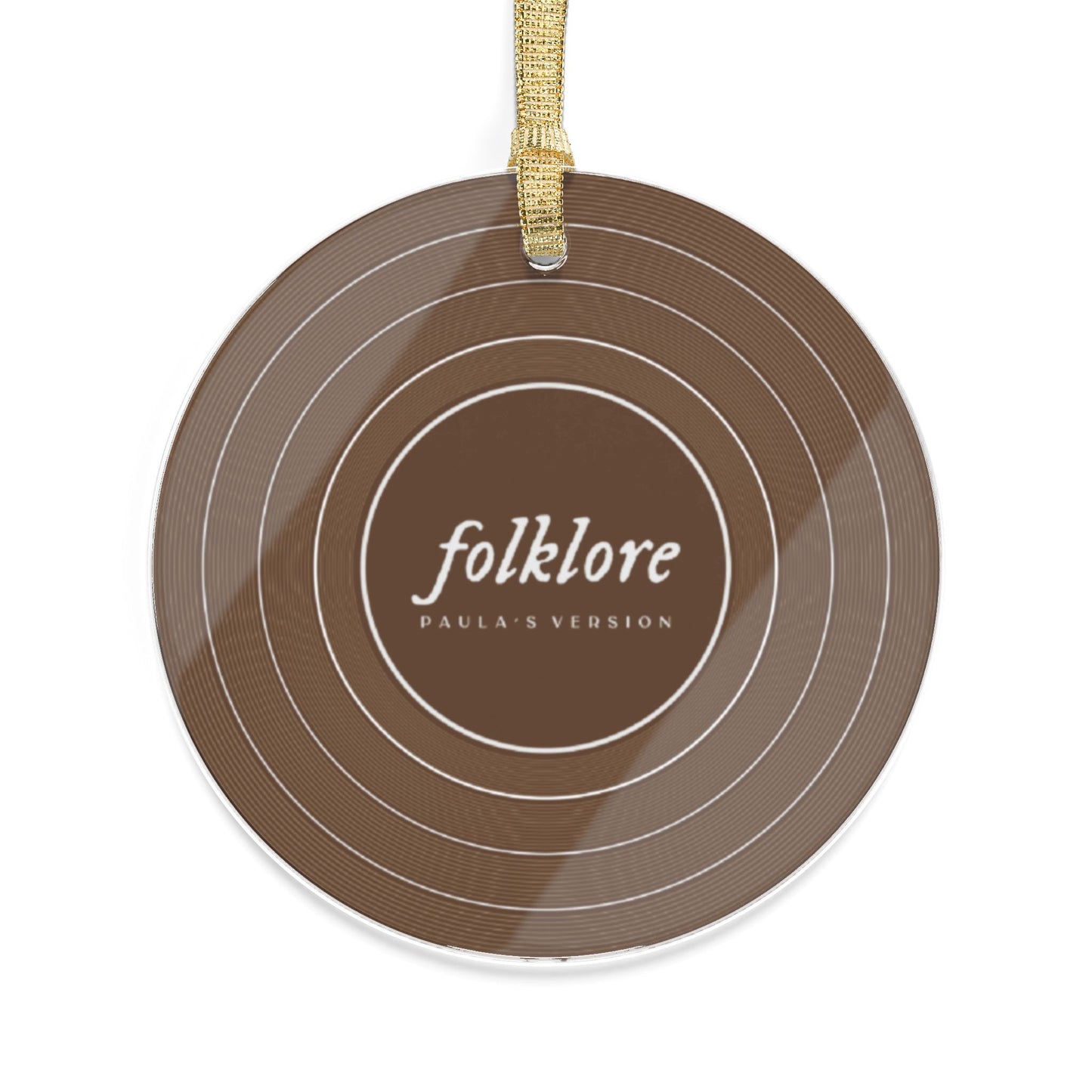 Personalized Acrylic Ornaments, FOLKLORE Brown Vinyl Record | CUSTOM VERSION, Name or Era | 4" x 4" | Swiftie Gift Fan Present