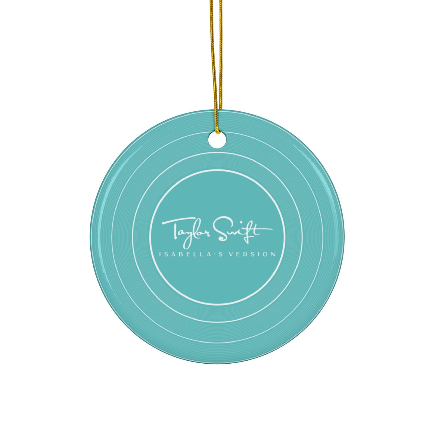 Personalized Ceramic Ornament, AQUA BLUE Vinyl Record | CUSTOM Version, Name or Era | 4" x 4" | Swiftie Gift Fan Present