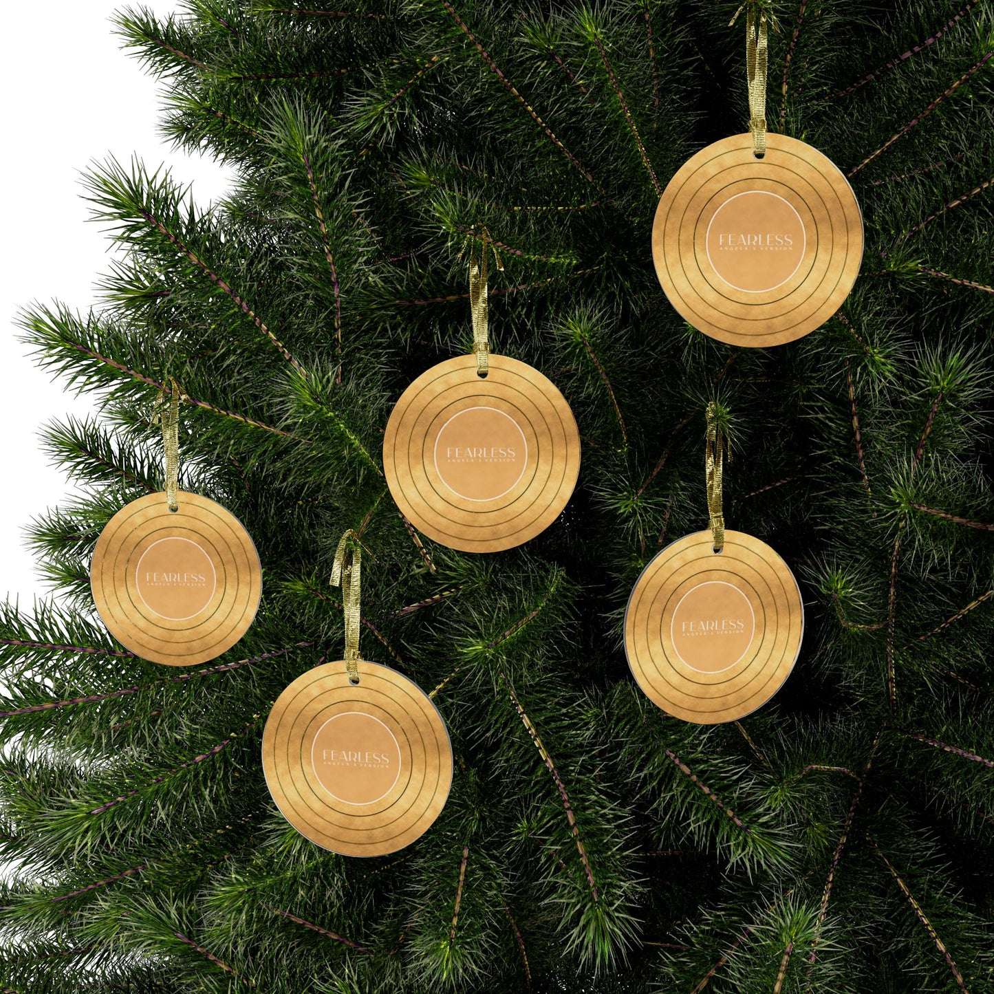 Personalized Acrylic Ornaments, FEARLESS Faux Gold Vinyl Record | CUSTOM Version, Name or Era | 4" x 4" | Swiftie Gift Fan Present