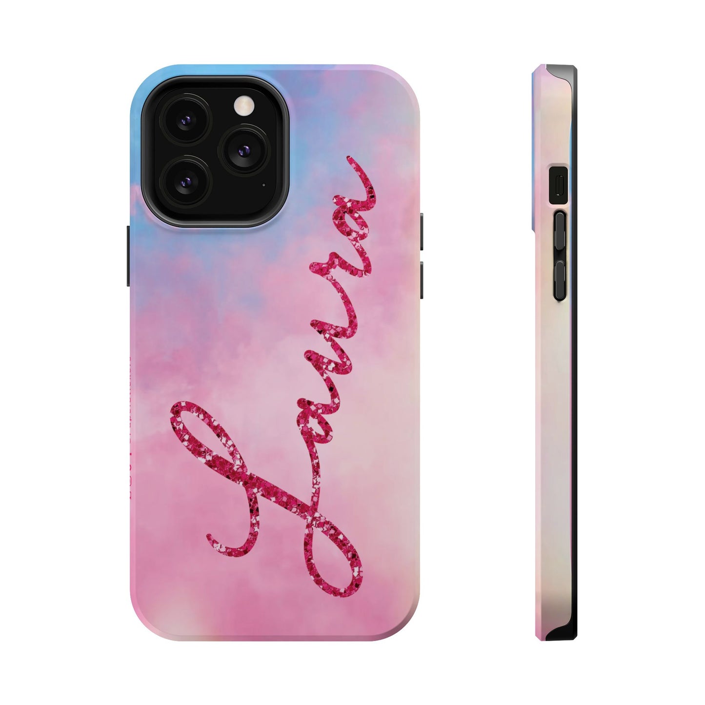 CUSTOM MagSafe Tough Cases | LOVER Faux Pink Glitter Personalized Name | iPhone 15, 14, 13 | Perfect Unique Present Swiftie Fan Gift