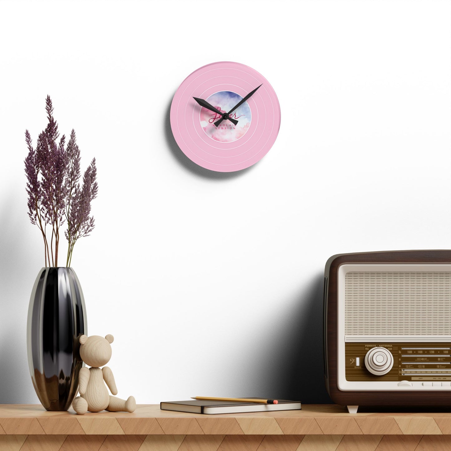 Personalized Acrylic Wall Clock LOVER Pink Clouds Vinyl Record | CUSTOM VERSION Name or Era | 10.75'' or 8'' | Swiftie Gift Fan Present