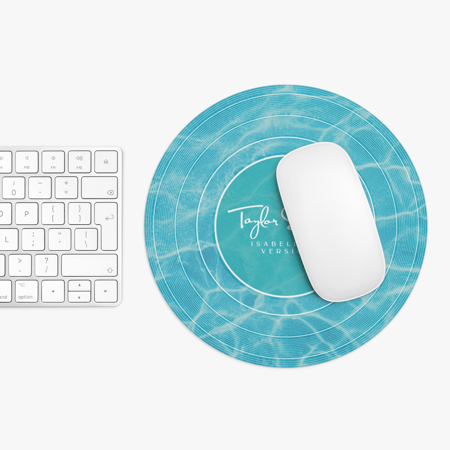 Personalized Mouse Pad, Pool Water BLUE Vinyl Record | CUSTOM Version's Name or ERA | Round 8" x 8" | Swiftie Fan Gift Present