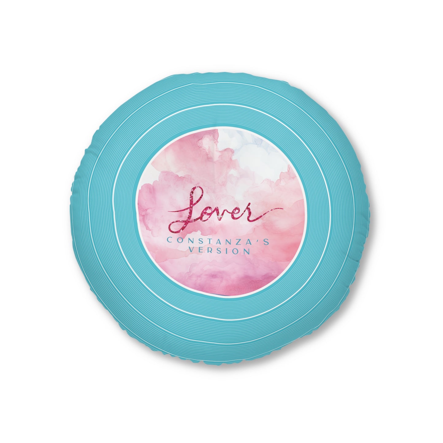 Personalized Tufted Floor Pillow, LOVER Pink and Blue Vinyl Record CUSTOM VERSION Name or Era | 30"x30" & 26"x26" | Swiftie Gift Fan Present
