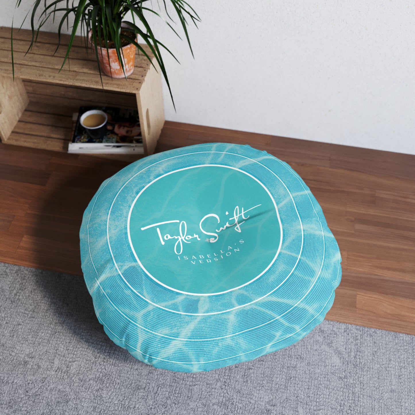 Personalized Tufted Floor Pillow | Pool Water BLUE Vinyl Record l CUSTOM Version Name and Era | 30"x30" & 26"x26" | Swiftie Gift Fan