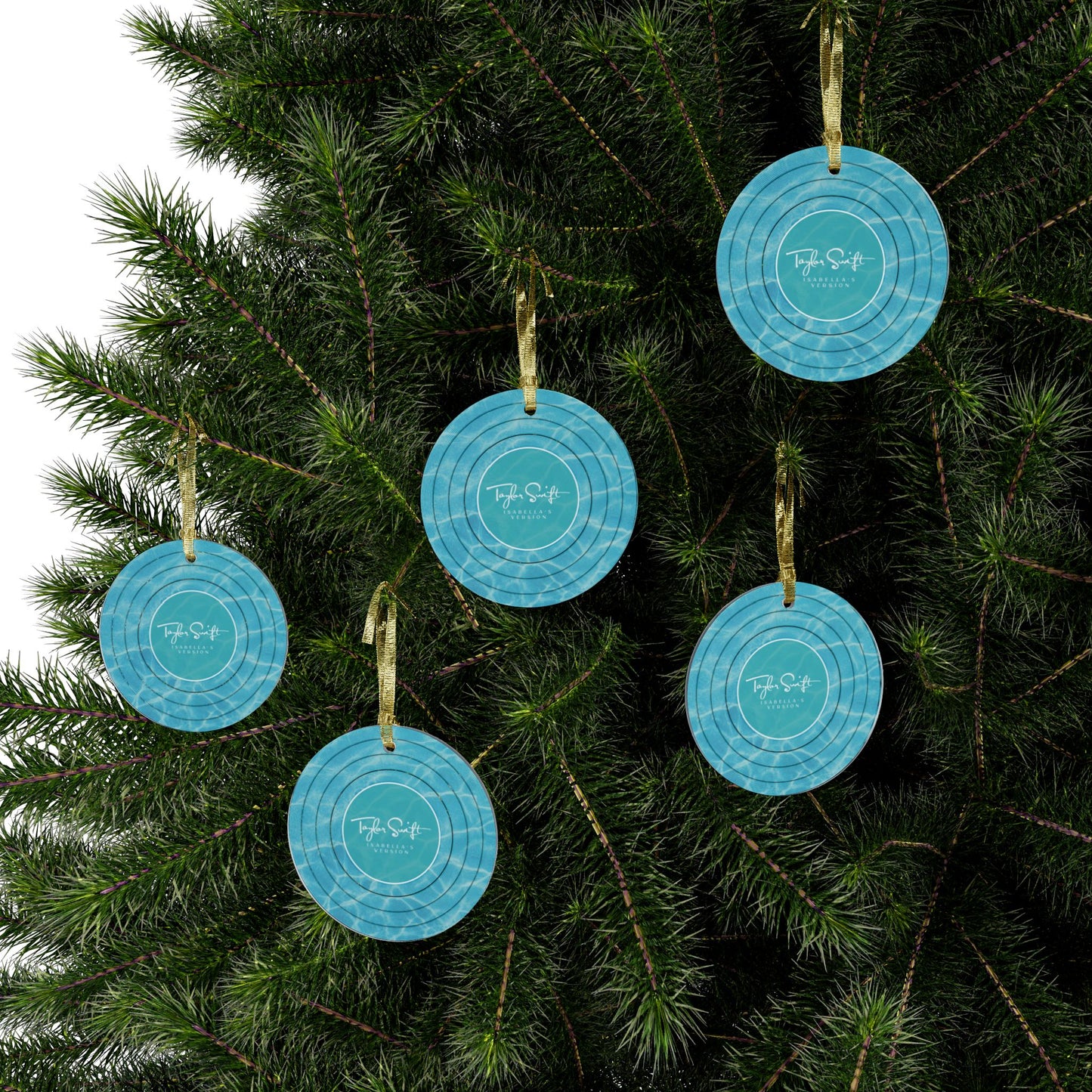 Personalized Acrylic Ornaments | Pool Water BLUE Vinyl Record | CUSTOM Version, Name or Era | 4" x 4" | Swiftie Gift Fan Present
