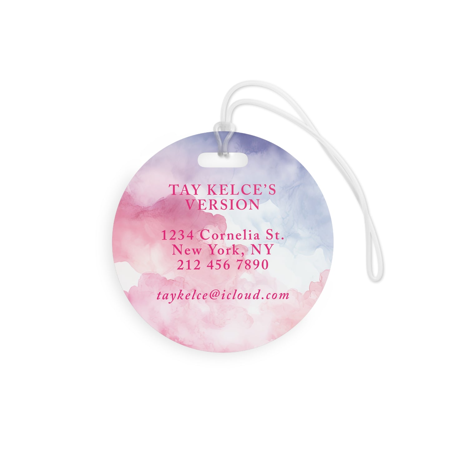 Personalized Luggage Tags, LOVER Pink Clouds Vinyl Record | CUSTOM Version Name or ERA | Round 4" x 4" | Swiftie Fan Gift Present