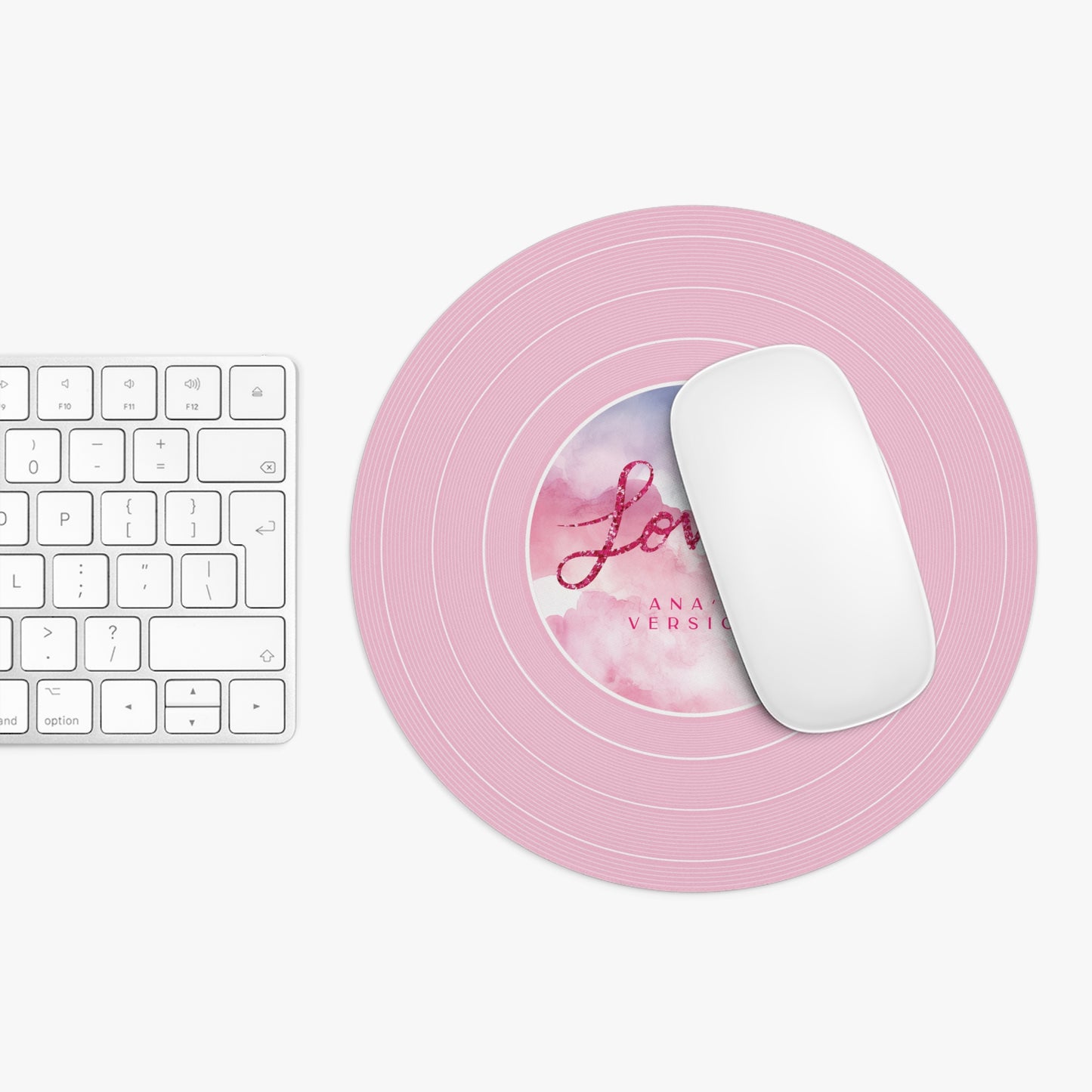 Personalized Mouse Pad, LOVER Pink Clouds Vinyl Record | CUSTOM Version's Name or ERA | Round 8" x 8" | Swiftie Fan Gift Present