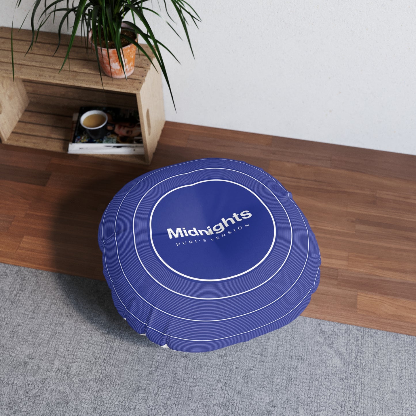Personalized Tufted Floor Pillow, MIDNIGHTS Blue Vinyl Record CUSTOM VERSION's Name or Era | 30"x30" & 26"x26" | Swiftie Gift Fan Present