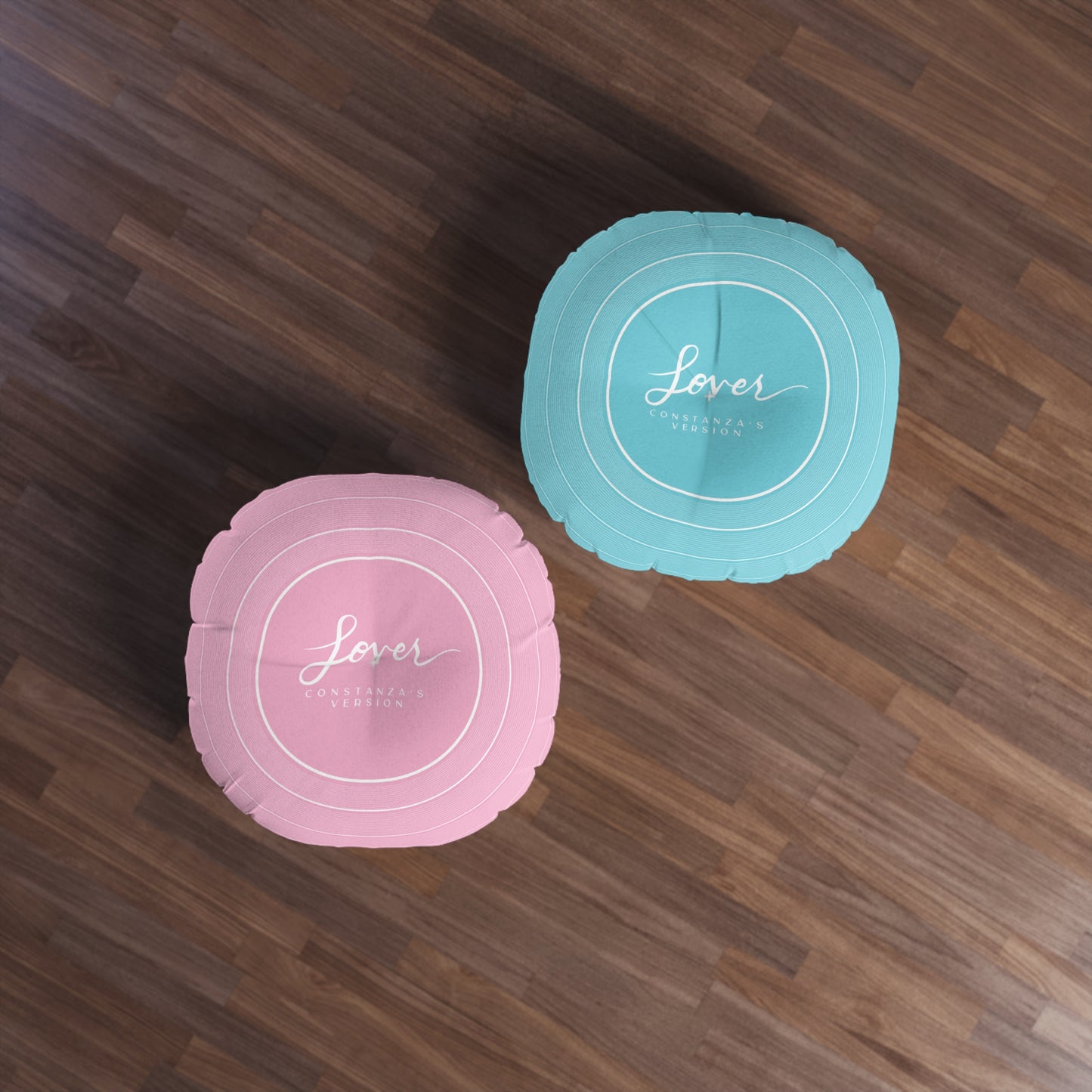 Personalized Tufted Floor Pillow, LOVER Pink and Blue Vinyl Record l CUSTOM Version Name and Era | 30"x30" & 26"x26" | Swiftie Gift Fan