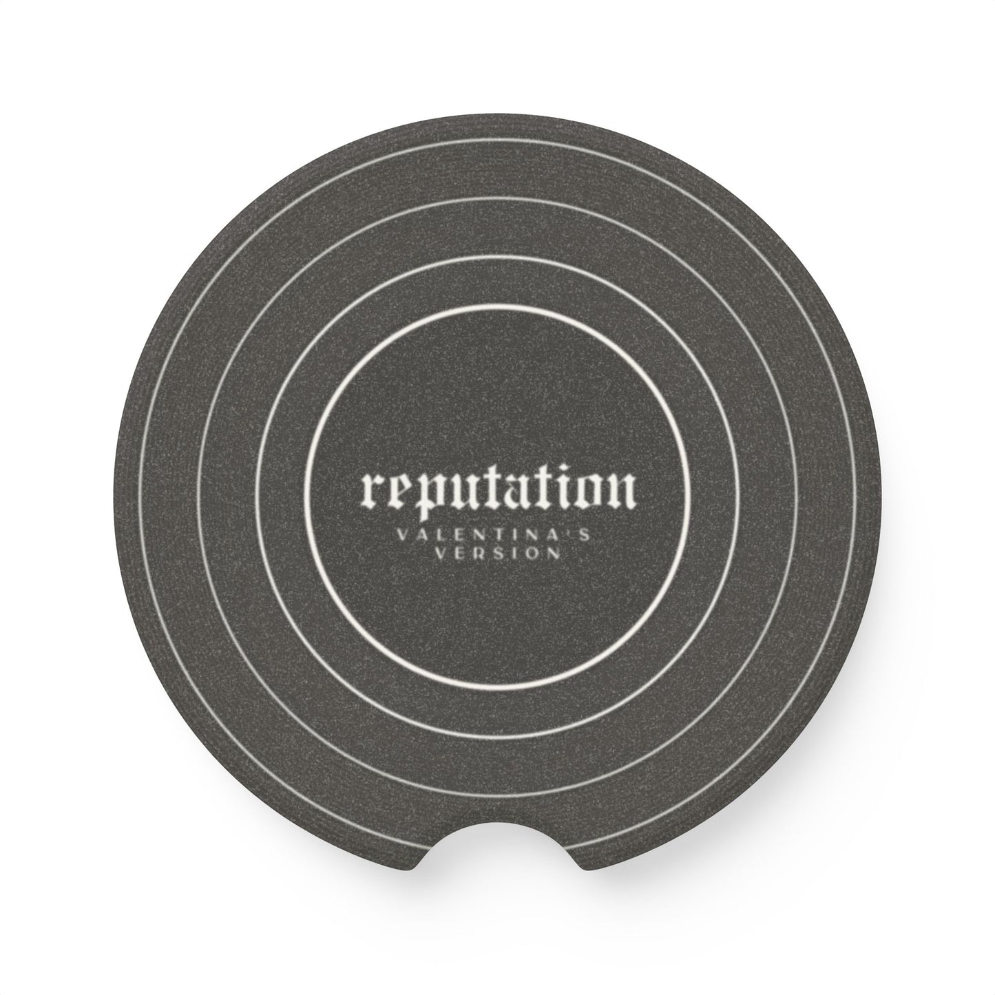 Personalized REPUTATION Black Vinyl Record Soapstone Car Coaster, CUSTOM VERSION's Name | 2.6" x 2.6" round | Swiftie Fan Gift