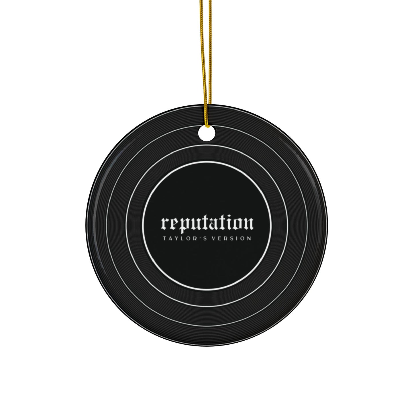 Personalized Ceramic Ornament, REPUTATION Black Vinyl Record | CUSTOM VERSION's Name or Era | 4" x 4" | Swiftie Gift Fan Present