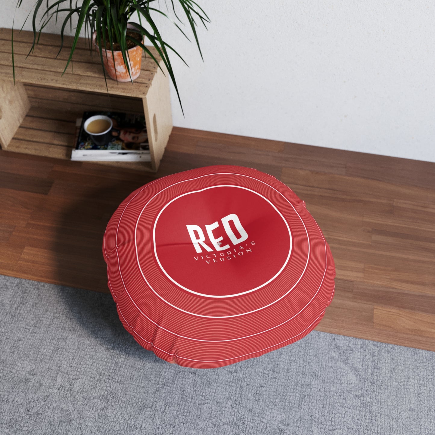 Personalized Tufted Floor Pillow, RED Vinyl Record l CUSTOM Version Name and Era | 30"x30" & 26"x26" | Swiftie Gift Fan