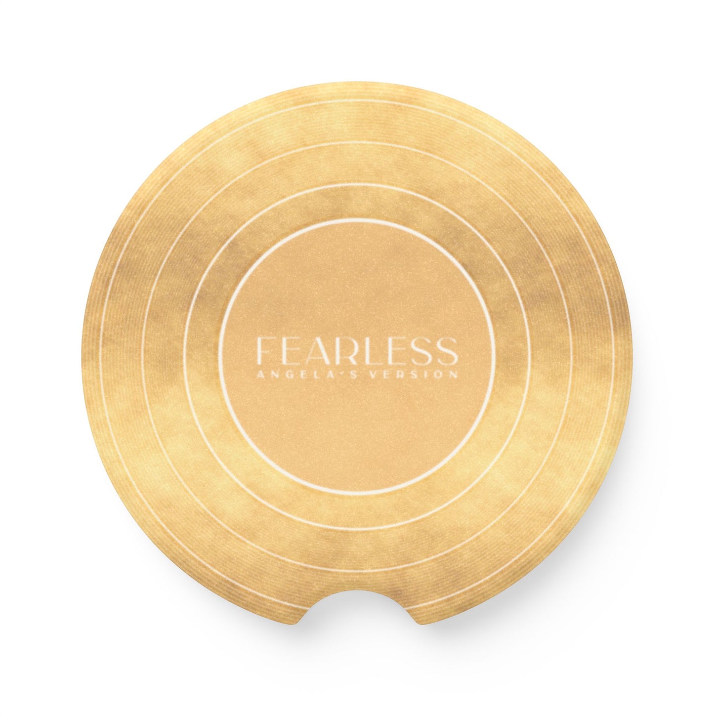 Personalized FEARLESS Faux Gold Vinyl Record Soapstone Car Coaster, CUSTOMIZED VERSION'S Name | 2.6" x 2.6" round | Swiftie Fan Gift