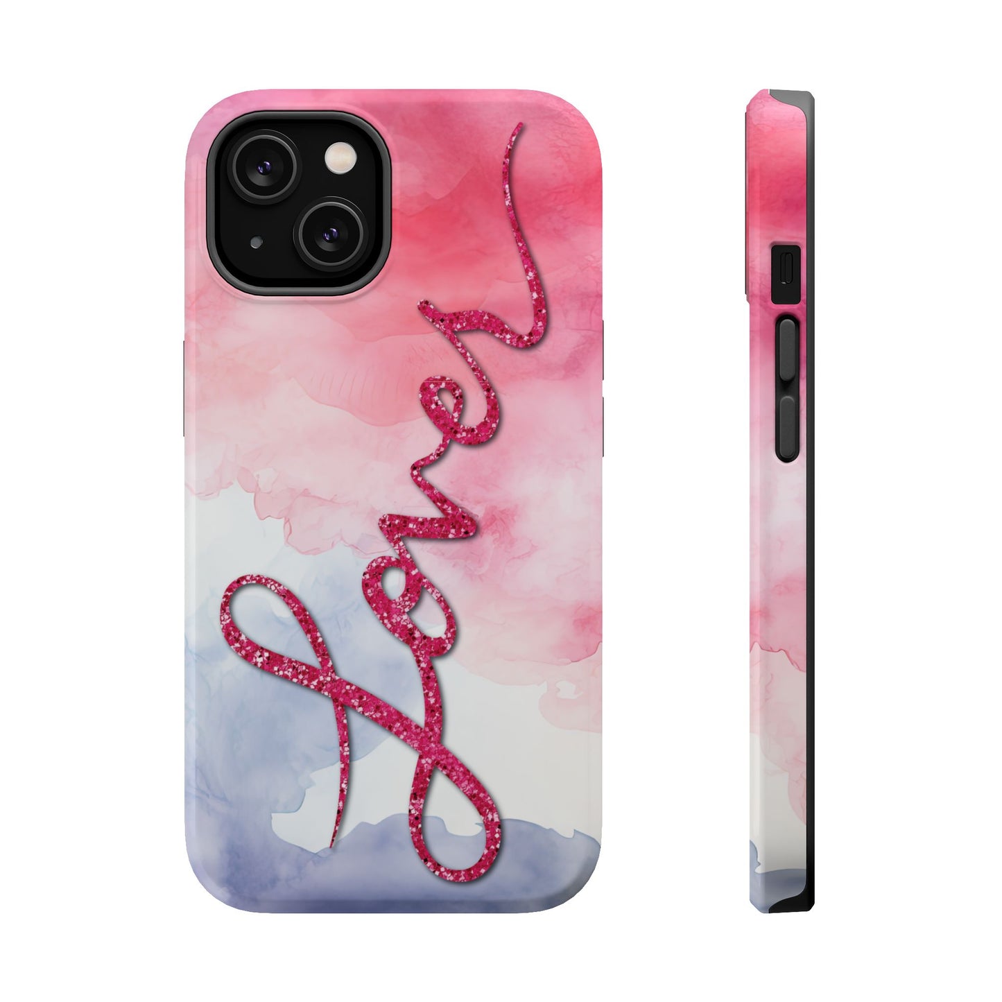 MagSafe Tough Cases | LOVER Watercolor Pink Blue Glitter | iPhone 15, 14, 13 | Perfect Unique Valentine's Day Gift for Wife, Girlfriend