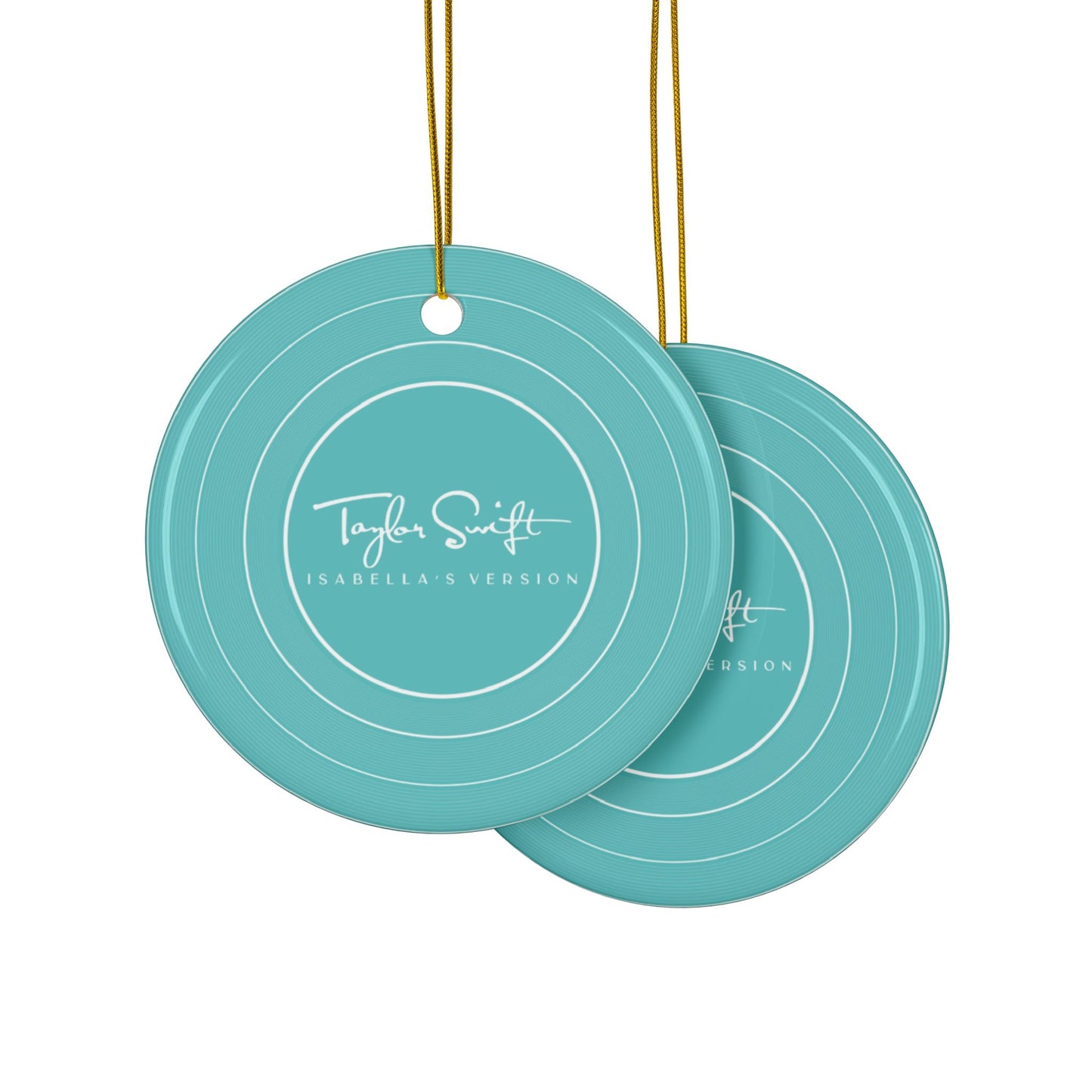 Personalized Ceramic Ornament, AQUA BLUE Vinyl Record | CUSTOM Version, Name or Era | 4" x 4" | Swiftie Gift Fan Present