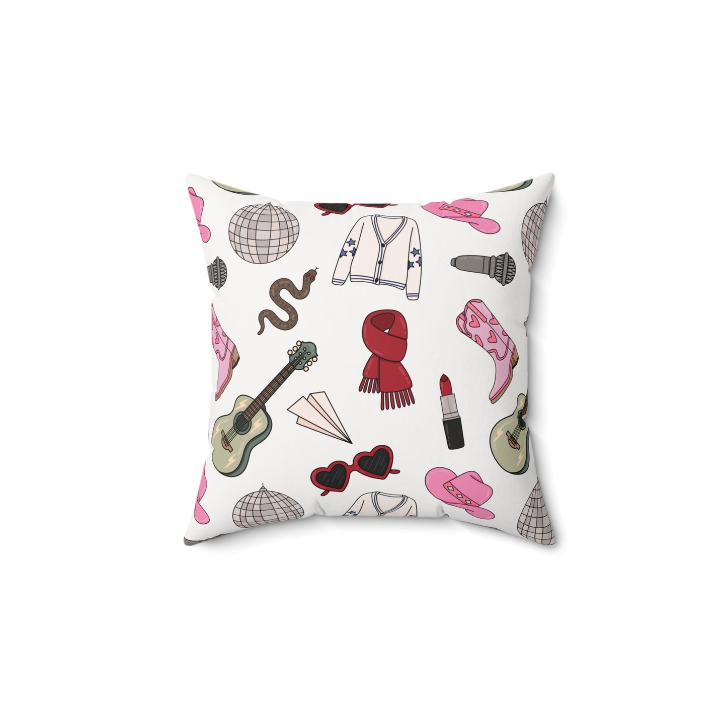 Eras Inspired Spun Polyester Square Pillow | 14x14, 16x16, 18x18, and 20x20 inches | Swiftie Gift Fan Present | All Too Well Scarf